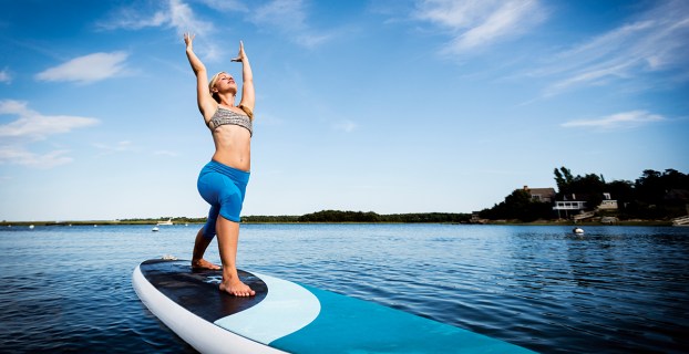 stretching on surf board